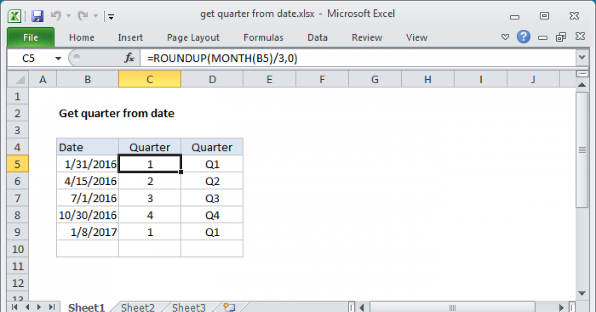 Calculate Date Quarter In Excel